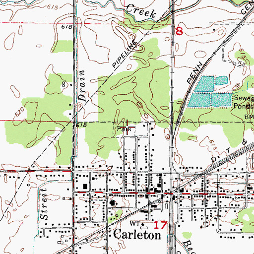 Topographic Map of Ash Carleton Park, MI