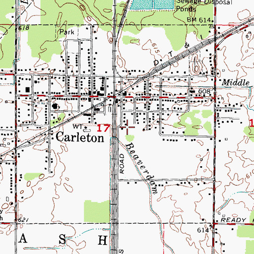 Topographic Map of Carleton Mobile Home Park, MI