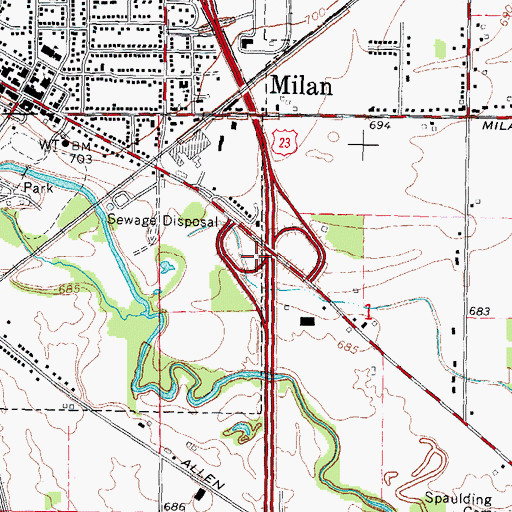 Topographic Map of Interchange 25, MI