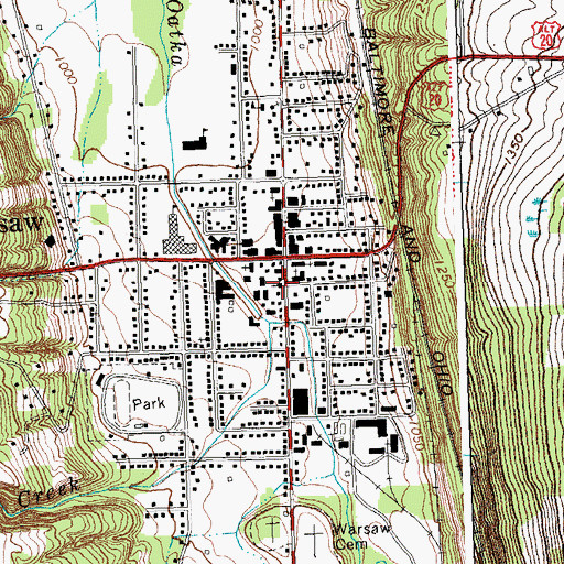 Topographic Map of First Baptist Church of Warsaw, NY