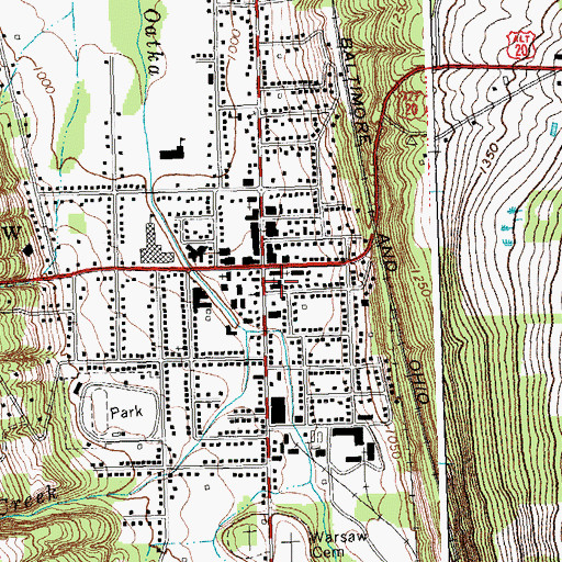 Topographic Map of United Church of Warsaw South Church, NY