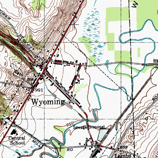 Topographic Map of Wyoming Hook and Ladder Volunteer Fire Company Station 1, NY