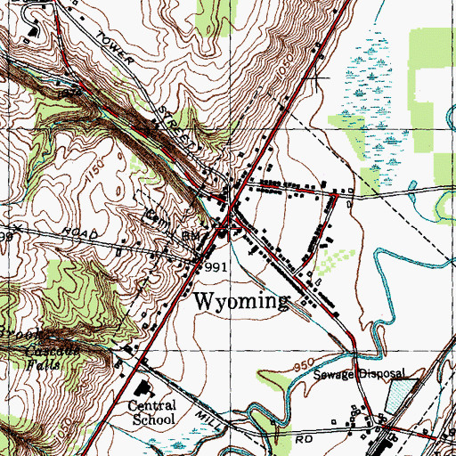 Topographic Map of Wyoming Village Hall, NY