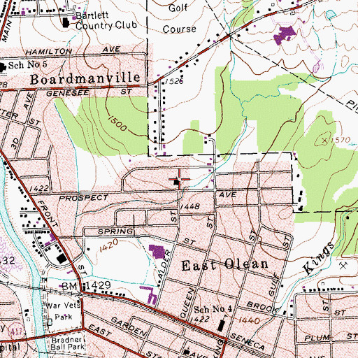 Topographic Map of Hillside Wesleyan Church, NY
