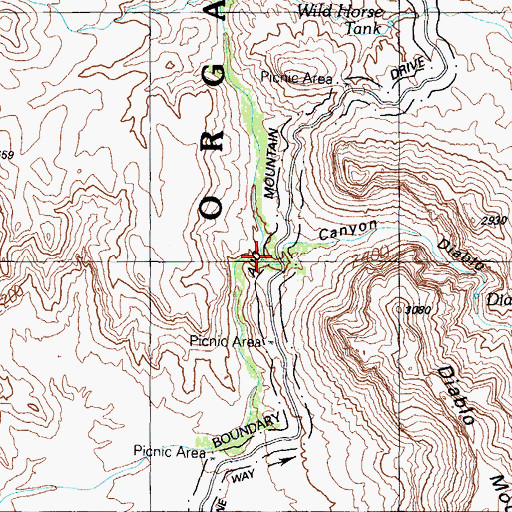 Topographic Map of Canyon Diablo, AZ