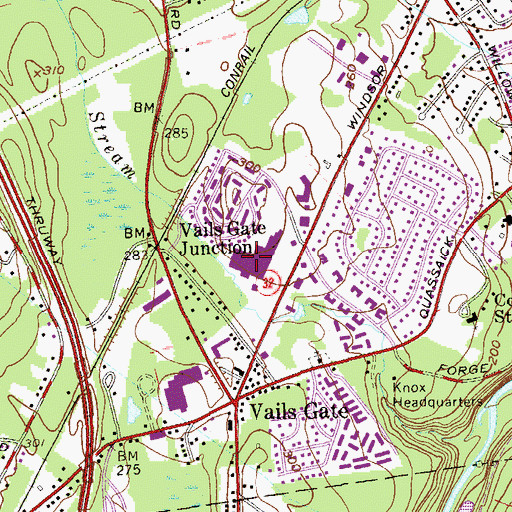 Topographic Map of Big V Towne Center Shopping Center, NY
