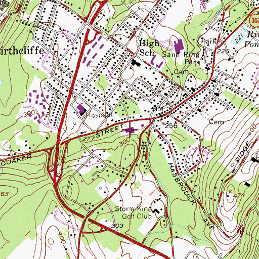 Topographic Map of Cornwall Plaza Shopping Center, NY