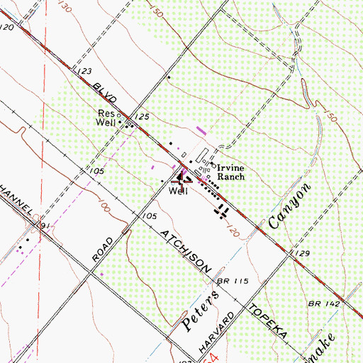 Topographic Map of Irvine Ranch, CA