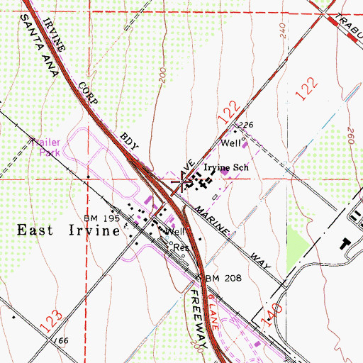 Topographic Map of Irvine School, CA