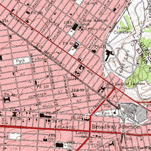 Topographic Map of Colonial Theater (historical), NY