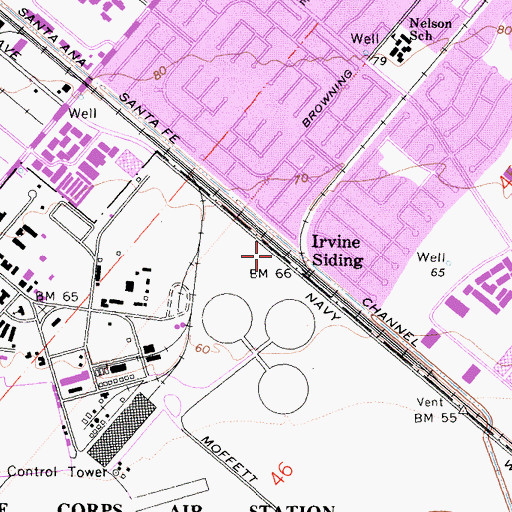 Topographic Map of Irvine Siding, CA