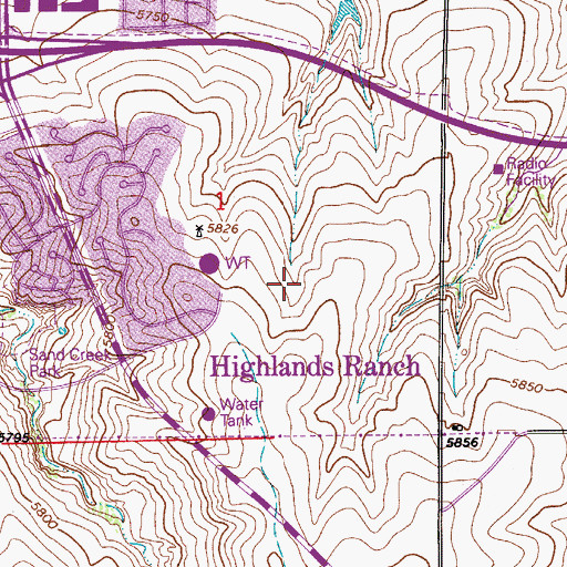 Topographic Map of Cougar Run Elementary School, CO