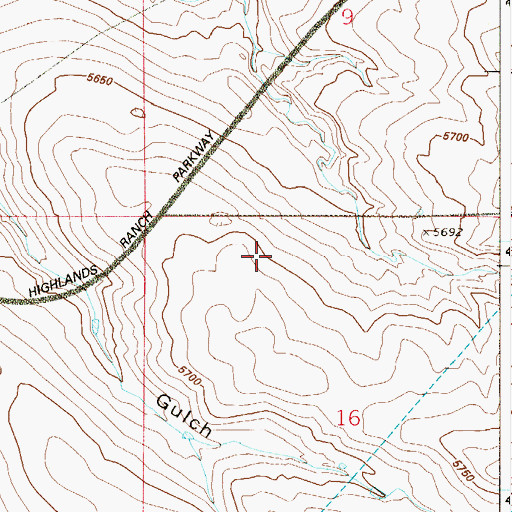 Topographic Map of Thunder Ridge High School, CO