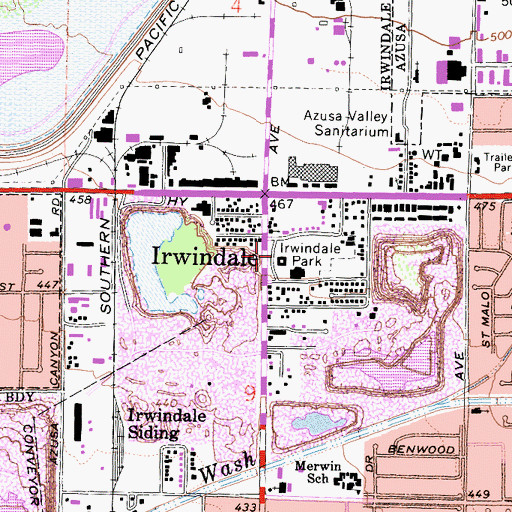Topographic Map of Irwindale Park, CA