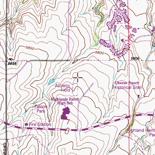 Topographic Map of Cresthill Middle School, CO