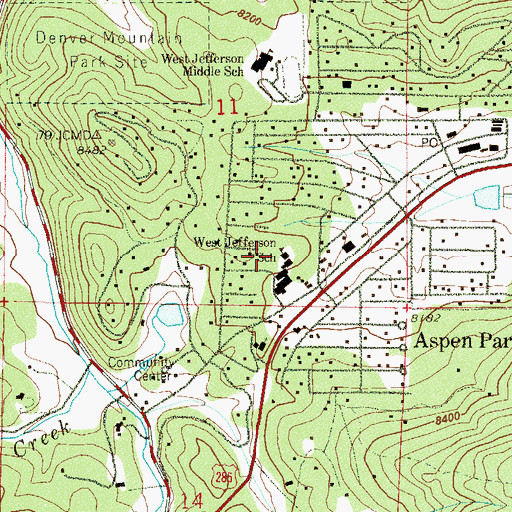 Topographic Map of West Jefferson Elementary School, CO