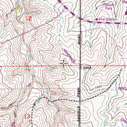 Topographic Map of Cherry Hills Christian School, CO