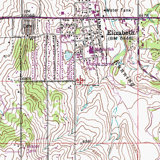 Topographic Map of Running Creek Elementary School, CO
