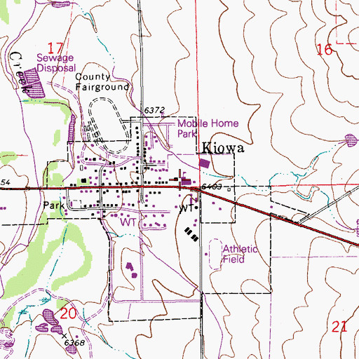 Topographic Map of Kiowa Elementary School, CO