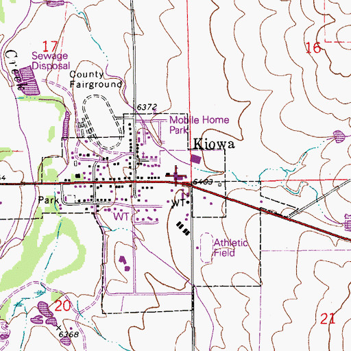Topographic Map of Kiowa Middle School, CO