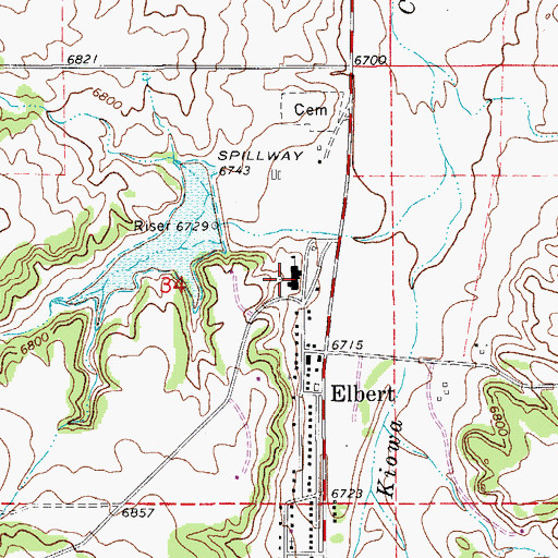 Topographic Map of Elbert Junior - Senior High School, CO