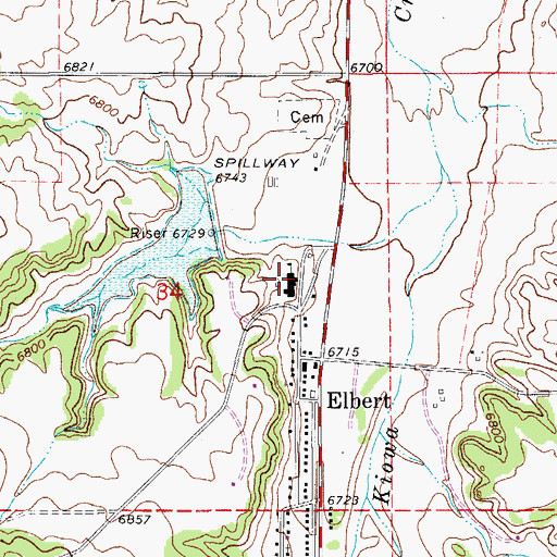 Topographic Map of Elbert Elementary School, CO
