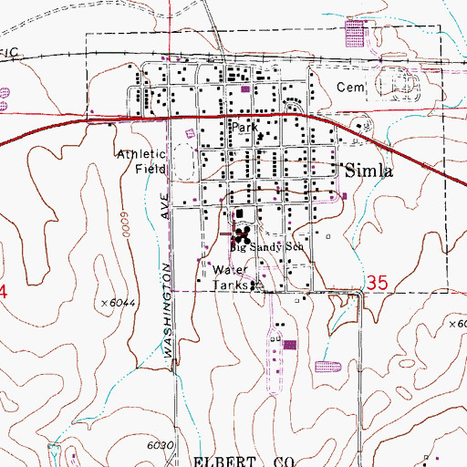 Topographic Map of Simla Junior High School, CO