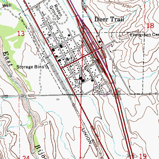 Topographic Map of Deer Trail Elementary School, CO