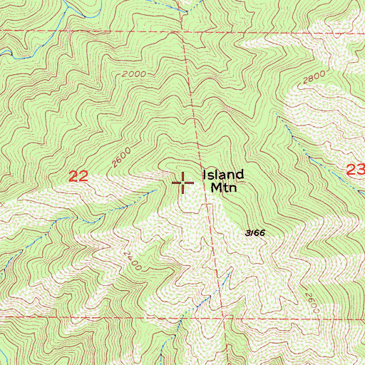 Topographic Map of Island Mountain, CA