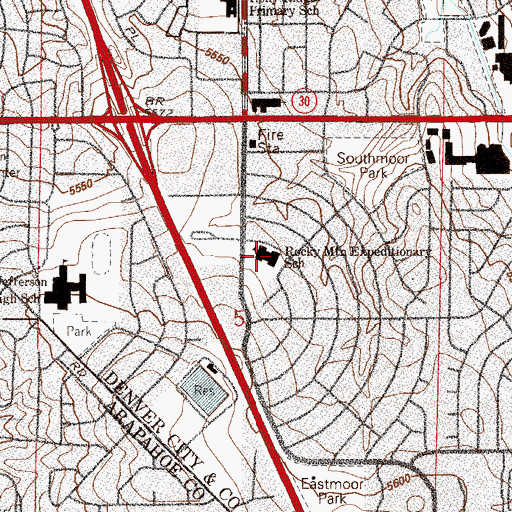 Topographic Map of Southmoor Elementary School, CO