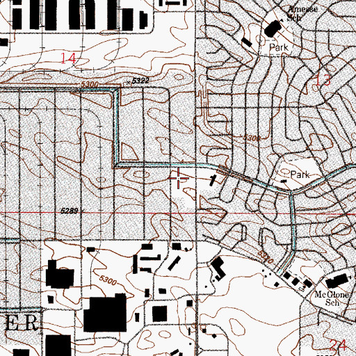 Topographic Map of Northeast Academy Charter School, CO