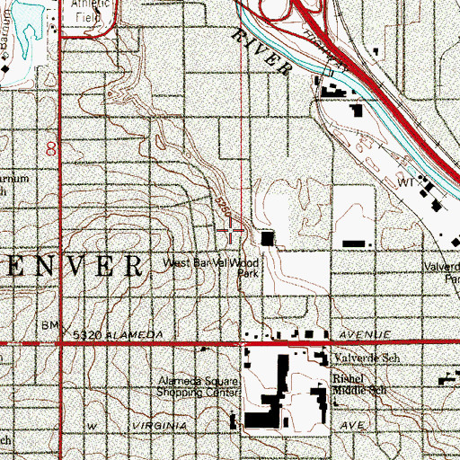 Topographic Map of Florence Crittenton High School, CO