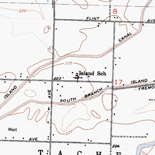 Topographic Map of Island Elementary School, CA