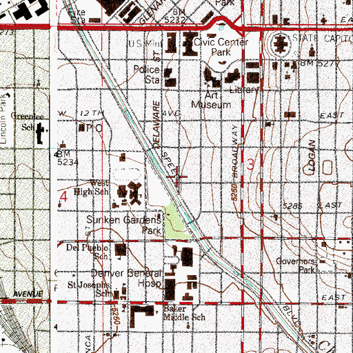Topographic Map of Life Skills Center of Denver, CO