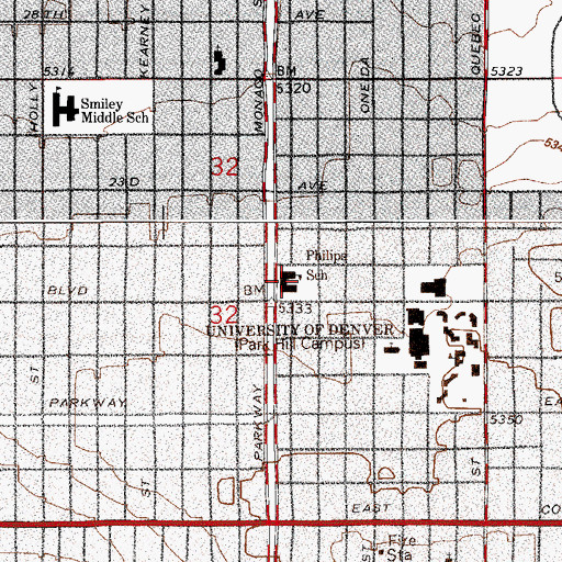 Topographic Map of The Odyssey School, CO