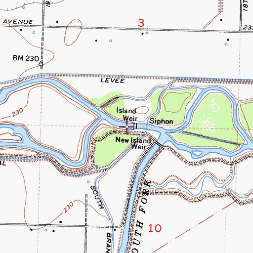 Topographic Map of Island Weir, CA