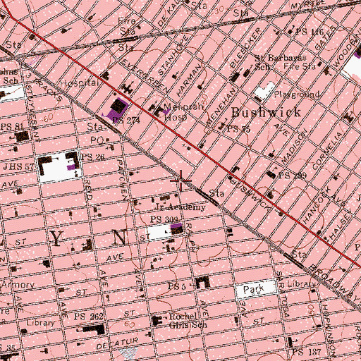 Topographic Map of Empire Theatre (historical), NY