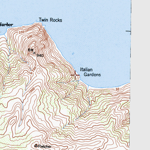 Topographic Map of Italian Gardens, CA
