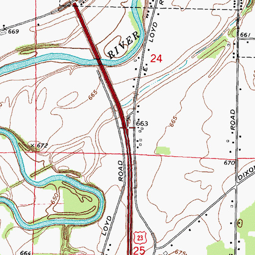 Topographic Map of Interchange 15, MI