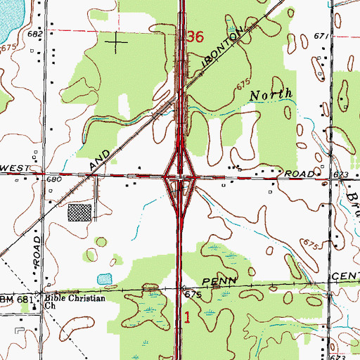 Topographic Map of Interchange 13, MI