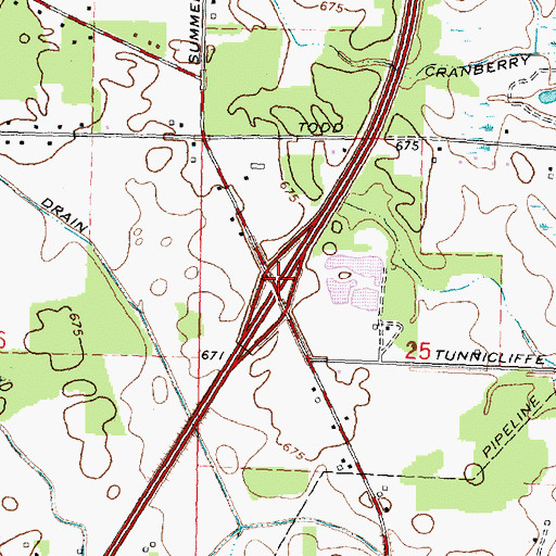 Topographic Map of Interchange 9, MI