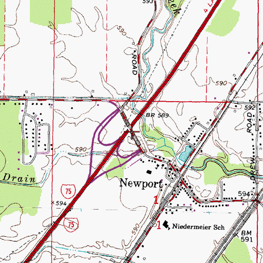Topographic Map of Interchange 21, MI