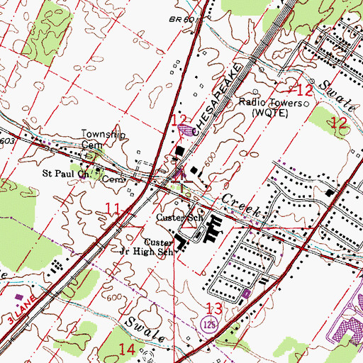 Topographic Map of Albain Cemetery (historical), MI