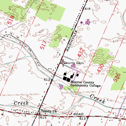 Topographic Map of Monroe County Cemetery, MI