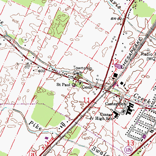 Topographic Map of Monroe Township Cemetery, MI