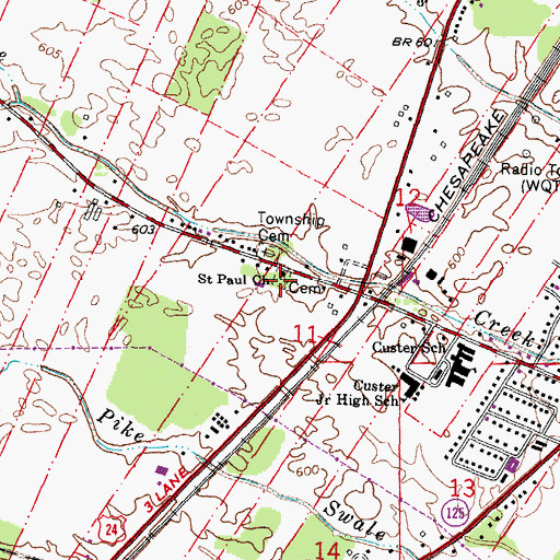 Topographic Map of Saint Paul's German Lutheran Cemetery, MI