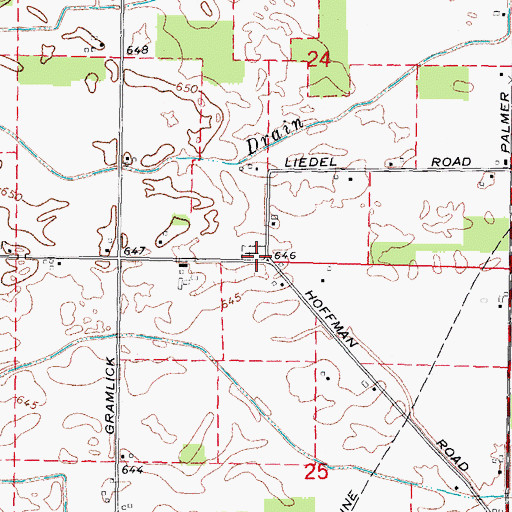 Topographic Map of Blue Bush Cemetery, MI