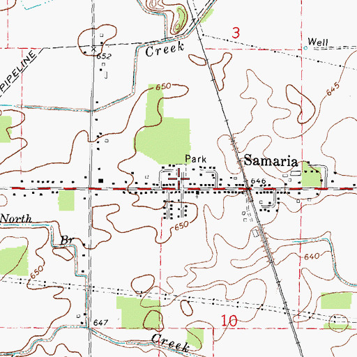 Topographic Map of Weeks Cemetery, MI
