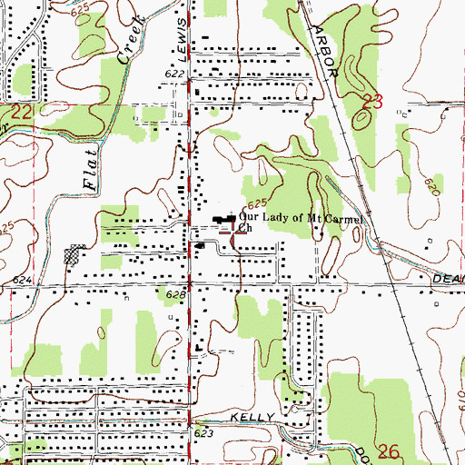 Topographic Map of Our Lady of Mount Carmel Cemetery, MI