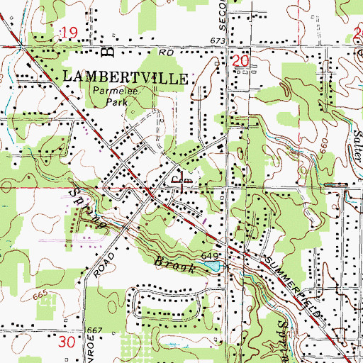 Topographic Map of Lambertville Cemetery, MI